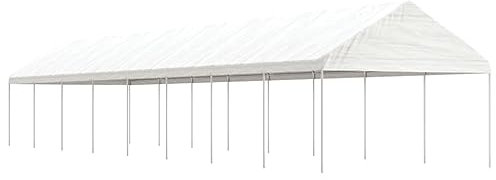 Mengtu Pavillon mit Vorhängen Gartenzelt Partyzelt Gartenpavillon Festzelt UV- und Wasserbeständig Events Festival Freien Party Weiß 17,84x4,08x3,22 m Polyethylen Garten Möbel