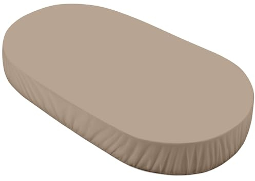 Waldin Drap Housse Grand, Lit Bébé Ovale 7en1, Jersey Coton, Taupe