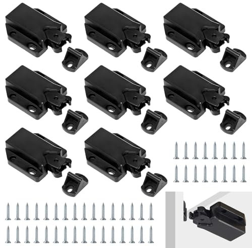 Keboyoe 8 Pezzi Chiusure per Armadio Sblocco al Tocco Push to Open Ante Chiusure a Scatto per Armadi Push to Open Chiavistelli per Porte per Porta Armadi da Cucina Cassetti Casa Mobilia Credenza, Nero