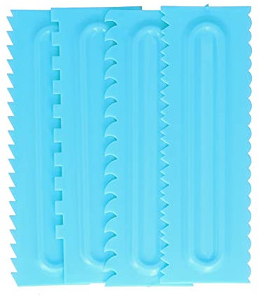Lot de 4 Peignes de Décoration Polyvalents pour Grattoir à Gâteau, Grattoir à Crème en Plastique et Lisseur à Glaçage pour Gâteaux Fondants à la Crème au Beurre, Outils de