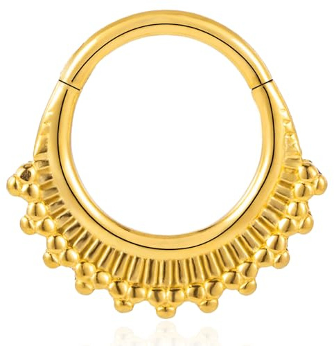 DOEARKO Septum Piercing Anneau en Acier Chirurgical 316L Septum Clicker 16G Piercing Nez Anneaux Cartilage Tragus Conch Rook Piercing Bijoux ﻿ (Or-3)