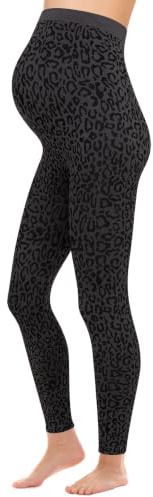 Herzmutter Leggings de Grossesse imprimé léopard - OekoTex 100 - Opaque - Leggings de maternité avec Motif - Léopard - Taille Haute - 1950