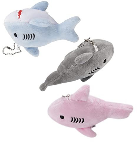 TOPPERFUN Plush Shark Plush Keychain Cartoon Key Ring Bag Pendant Shark Doll Design Key Holder Decorative Hanging Charm