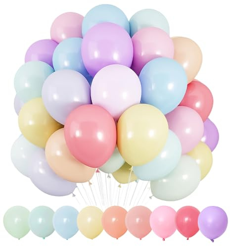 100 Pezzi Palloncini Pastello in Lattice, Palloncini Color Pastello, Colori Assortiti palloncini Macaron, PalloncinI Arcobaleno pastello, per Decorazioni Compleanno, Matrimonio, Baby Shower