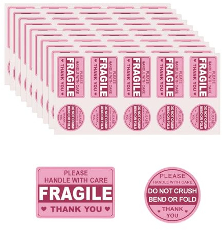 Lot de 200 autocollants fragiles pour expédition, étiquettes d'avertissement « Do Not Crush Bend Fold Drop Handle with Care for Packages Envelopes Cartons Palette »