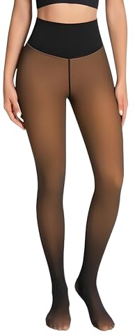 Apriddeo One-Seam Fake Sheer Fleece Lined Tights for Women, Thermal Leggings with Tummy Control & Butt Lifting Design