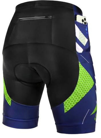 BSBUY Cuissard Velo Cycliste Hommes, Coussin 5D Rembourré, Cuissard Short VTT Anti-Glissante Respirant à Séchage Rapide, Short Cycliste Homme avec Poche(M)