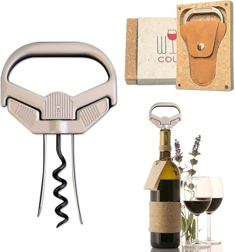 OHAANYY Tire-Bouchon à Deux Dents, Ouvre-Bouteille pour Vin Ancien | Extracteur bi-broche 3-en-1 en acier inoxydable, décapsuleur de bière pour bouchons fragiles, coffret cadeau de bar