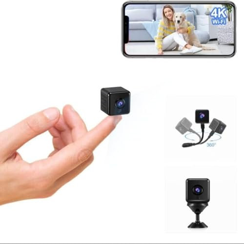 Camera Espion, WiFi 4K HD Mini Caméra de Surveillance Interieur/extérieur sans Fil avec Enregistrement Longue Batteries avec Mini Cachée Détection Mouvement Spy Cam Vision Nocturne (XS) (XS)