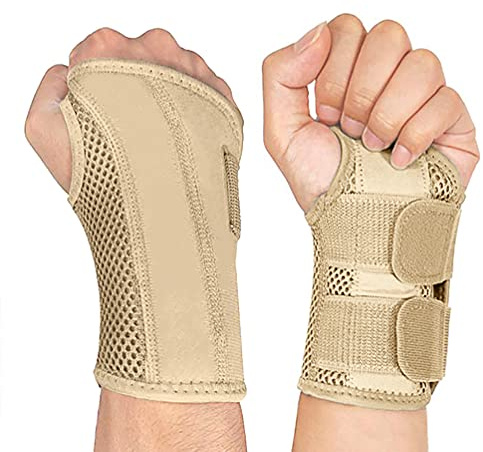 NuCamper Andningsbart handledsstöd handledsbandage med metallskenstabilisator män och kvinnor handledsbandage, justerbar handledsskena för artrit, seninflammation, stuknin