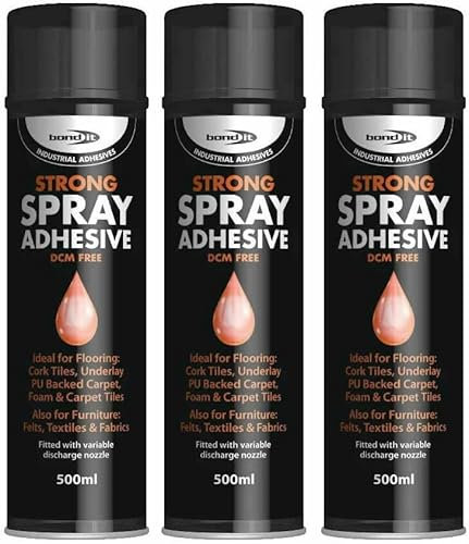 Bond it 500ml Aerosol Super Strong Industrial Spray Contact Adhesive Carpet Tiles Fabrics Underlay Glue Tins (3)