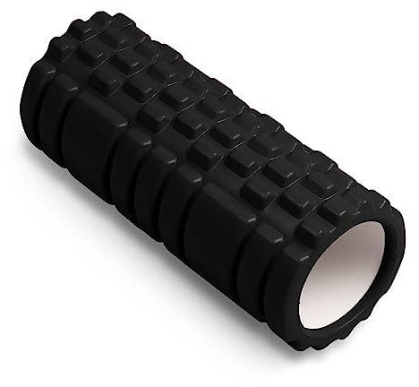 DRUNA Rullo in schiuma rotondo per massaggio muscolare Pilates Yoga Rullo in schiuma PVC Fitness INDIGO 33 * 14 cm (Nero)