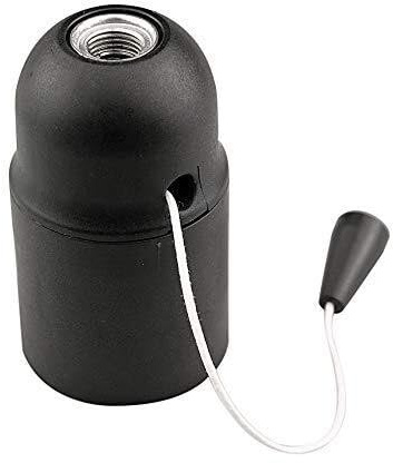 Portalámparas E27 con interruptor liso negro, ideal para iluminación decorativa y funcional en hogares y oficinas.