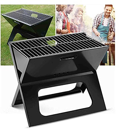 Barbecue portatif au charbon de bois, grillage métallique en acier inoxydable, pliable, pour jardin, voyage, Camping