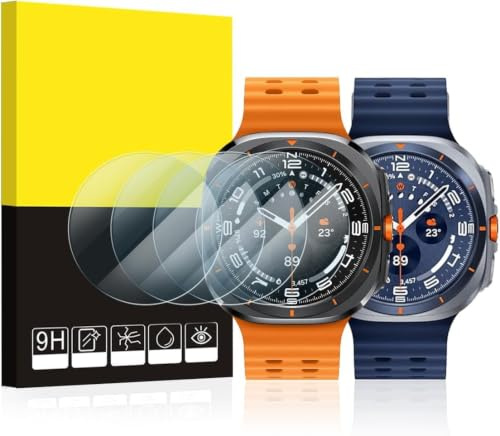 SPGUARD 4 stycken skyddsfolie kompatibel med Samsung Galaxy Watch 7 Ultra 47 mm skyddsglas, anti-repor, högt klart glas, skärmskydd tillbehör för Galaxy Watch 7 Ultra 47 mm.