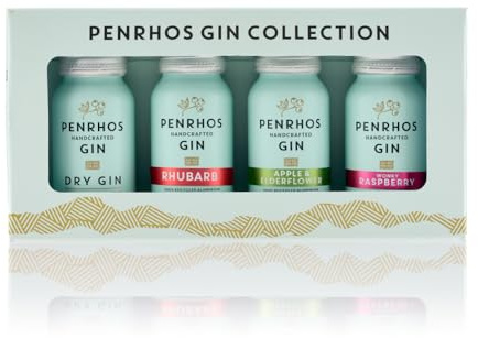 Penrhos - Gin Gift Pack - Multiple Flavours - London Dry, Rhubarb, Apple & Elderflower & Wonky Raspberry - Award-Winning Fruity Artisan Gins, 100% Wonky Fruit, Recycled Aluminium Bottles - 4 x 5cl