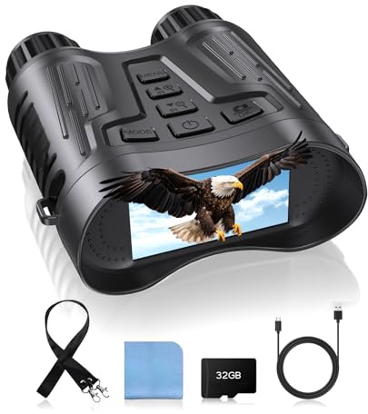 4K mörkerseende kikare med videoinspelning för män, gåvor till pappa och make, 3,1 tum HD-skärm, 8 x zoom, 32 GB kort, för alla hjärtans dag, födelsedag, utomhuscamping och djurliv observation