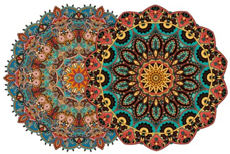 Decorative Mandala Coasters, Set of 6, Heat-Resistant Table Mats, Non-Slip Design, Multicoloured