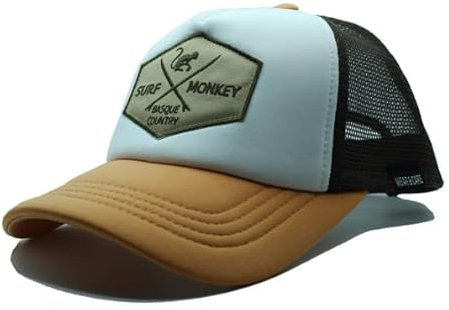 Surf Monkey Gorra Trucker Acolchada Ajustable con Rejilla - Gorra Foam reciclada - Talla Única (FR/ES, Letras, Talla única, Beige/Maroon)