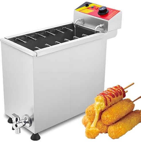 Freidora de Perros de maíz, Comercial de 25l, Queso Hot Dog Stick Fabricante Maquina de Queso Hot Dogs Hot maquin para restaurantes, freidora Hot Dog Stick, Temperatura Ajustable freidora