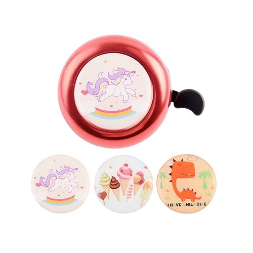 Fahrradklingel Kinder, Klein Klingel Fahrrad für Kinder Mädchen Jungen Erwachsener, Laut Kind Fahrradglocke,MTB Klingel Mit 3 Aufklebers, für Kinderfahrrad,Laufrad,Roller,Dreirad, Mountainbike, Rot