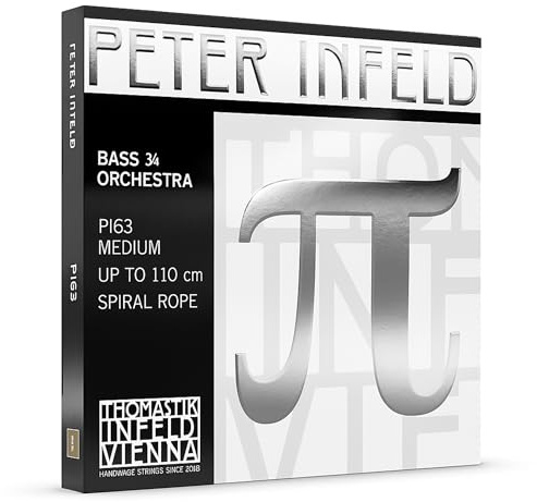 Thomastik Infeld - Corde per contrabbasso A medium 3/4 - PI 63 Anima a spirale, rivestimento in acciaio cromato - Tensione 29,3 kg/64,6 lbs