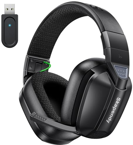 Skapendy VK80 2.4GHz Wireless Gaming Headset for PC Low Latency,50+Hr Battery Bluetooth Gaming Headphones,Stereo Sound Headset for Switch with Noise Canceling Mic,Matte,light black