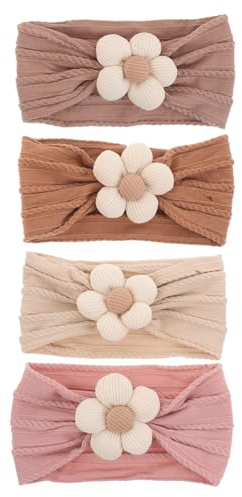 Toyvian 4 Fasce per Chioma Floreali Elastiche per Neonati e Bambine Cerchietti Morbidi Fiori Accessori Delicati e Regolabili per Neonati e Attivi