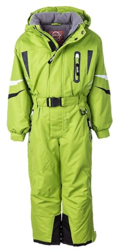 Golder Kinder Skianzug Jungen mit Kapuze Winddichter Schneeoverall Mädchen Wasserdichter Schneeanzug (GREEN, 134-140)