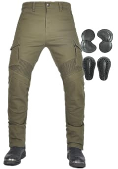 Herrmotorcykelbyxor Slim Stretch Denim CE Armored Adventure Touring Jeans Motocross Cykelstil(Green,XS)