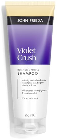 John Frieda Violet Crush Intensive Purple Shampoo 250ml. Blonde Hair Toning Care for Brassy Hair and Soft Shine