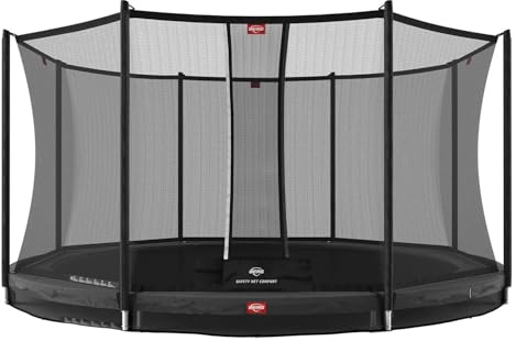 BERG Favorit InGround 330 Grigio | Trampolino rotondo per bambini | con rete di sicurezza Comfort | Airflow per il 50% in più | Resistente alle intemperie e sicuro