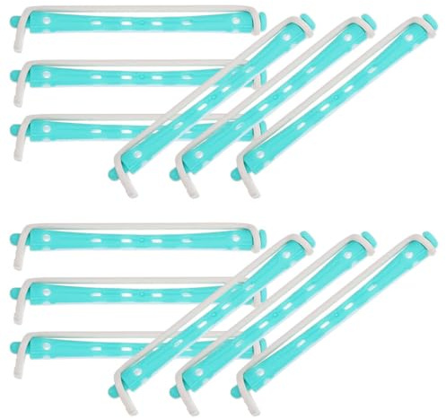 JOINPAYA Rulos para Cabello Corto 24 Piezas Barra de Permanente de Plástico Color Claro y Verde Varillas para Rizos y Ondas Kit para Peinado Profesional en Casa