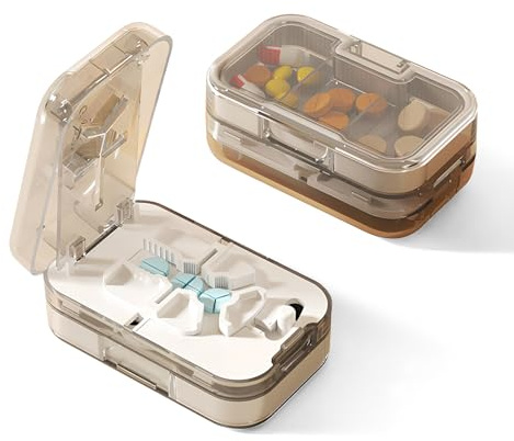 Bncxdc Taglia Pastiglie, Taglia Pillole di Precisione, Regolabile, Portatile, 1 diviso in 2/3 / 4, Taglierino per Medicinali Multifunzionale, Scatola (Bianco)