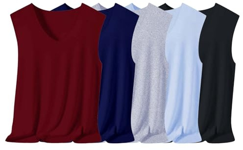 Lot de 5 débardeurs de sport pour homme - Sans manches - Respirant - T-shirt de compression - Fitness - T-shirt fonctionnel sans manches - Col en V - Doux - Coupe ajustée