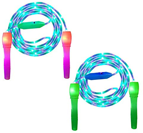iPobie 2 Paquetes Cuerda de Saltar Con LED, Ejercicio y Fitness, Brillante Para Niños y Espectáculo de Luces