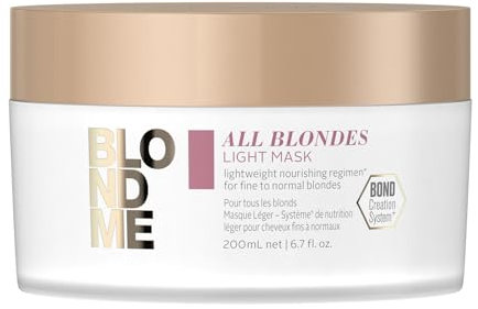 Schwarzkopf Professional BLONDME All Blondes Light Mask Leichte Haarmaske Haarpflege Für Gefärbtes Aufgehelltes Blondiertes Haar Haarkur Maulbeerseiden Feuchtigkeitsmaske Entwirrend 200 ml