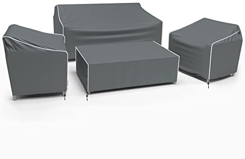 Gasadar Set di 4 coperture impermeabili per mobili da giardino, colore grigio