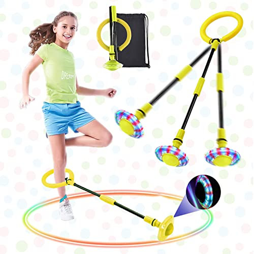 Swing Wheel mit Lichtrad - Blinkender Springring für Kinder, Schaukelball Sportspielzeug, Faltbarer Flash Jumping Ball, Skip It mit Blinklicht