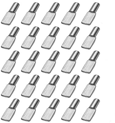 25PCS paquetes de pernos de estante, YiXuTag clavijas de soporte de estante de 5 mm Muebles de gabinete en forma de cuchara,Tacos de Soporte de Estantería, Alfileres para Estantes