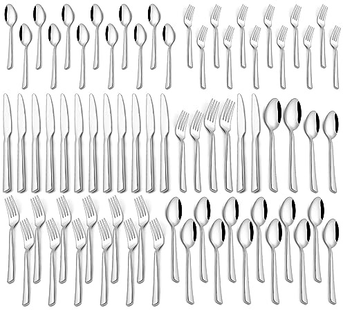 60 Piece Silverware Set For 12, Stainless Steel Flatware/Tableware Set Include Spoons/Forks/Knives, Yoehka Mirror Polished Cutlery Set For Home Kitchen Restaurant Hotel, Durable,Dishwasher Safe