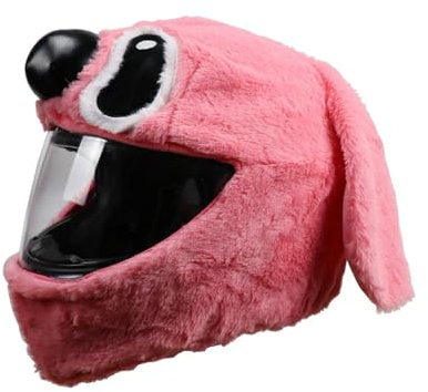 Motorradhelm Cover,Motorradhelm Abdeckung Plüsch,Cartoon Plush Motorcycle Helmet Cover,Motorradhelm Überzug Lustigmotorradhelm Überzug Plüsch,Für Männer, Frauen(Ohne Helm) (Rosa Stichs)