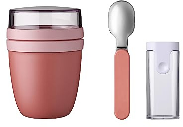 Mepal - Klapplöffel-Set mit Lunchpot Ellipse - Praktischer Joghurtbecher & Müslibecher - Aufteilung für Joghurt & Müsli - Geeignet für Gefrierschrank, Mikrowelle & Spülmaschine - Vivid Mauve