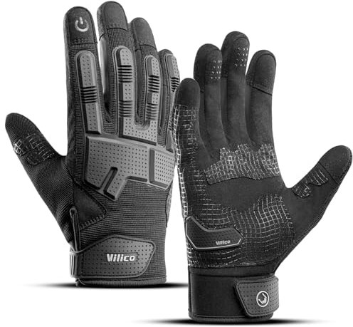 Vilico Motorrad Tactical Handschuhe für Männer Frauen Touchscreen, Dämpfung Palm Pads für MTB Mountainbike, Rennradm, Fahrrad, Klettern
