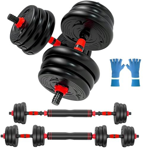 verstellbares Kurzhantel 3 in 1 Set 15KG 20KG 30KG Set mit Langhantel-Link-Zubehör -für Damen Herren Fitness,CANMALCHI Freie Gewichte Kurzhantel-Set mit Verbindungsstange,Gewichtheben (Dumbbell 20KG)