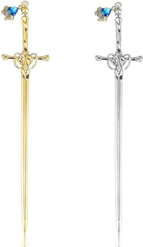 2 Stück Schwert Haarnadeln,Mabor Chinesische Stil Hairpin Vintage Haarstab Schwert Haarstäbchen Elegant Hair Stick Chinese Haargabel Metall Lesezeichen Personalisiertes Lesezeichen für Frauen