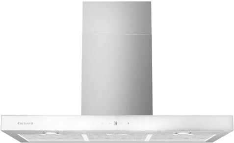 Corberó - Campana Decorativa Horizontal | NANGA975XW | Blanco | 90 cm, Caudal 750 m3/h, 230W, 3 Velocidades, Filtro Aluminio 3 Capas, Filtro Carbón, Eficiencia Energética A