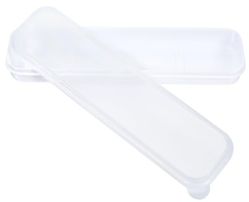 Wanmu 2Pcs Portable Utensil Holder with Lid, Simple Travel Flatware Storage Box Case, Plastic Tableware Holder for Spoon Fork Chopsticks, Transparent Cutlery Organizers Container for Camping Picnic