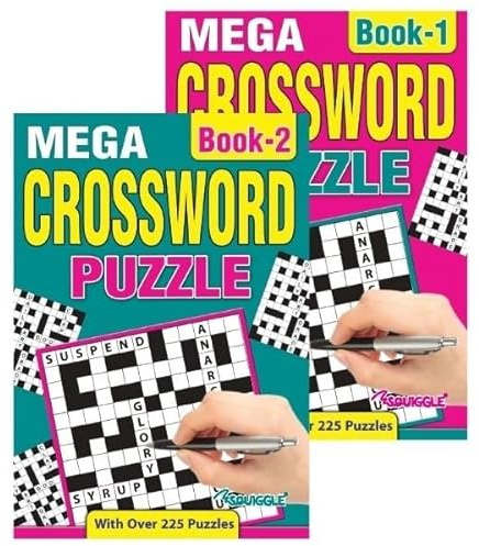 Sixstore Juego de 2 libros de crucigramas A5, libro de viaje con rompecabezas de palabras cruzadas