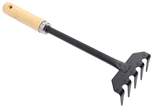 HEMOTON Râteau De Jardin Balayeuse à Gazon Mini Râteau Râteaux à Main Râteau à Gazon pour Feuilles Et Herbe Râteaux pour Le Jardinage Râteau à Main De Jardinage Râteau Petit Le Fer Noir